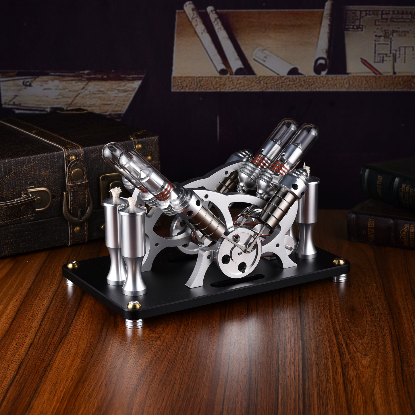 M14-V4-D Quad Cylinder Stirling Engine Model